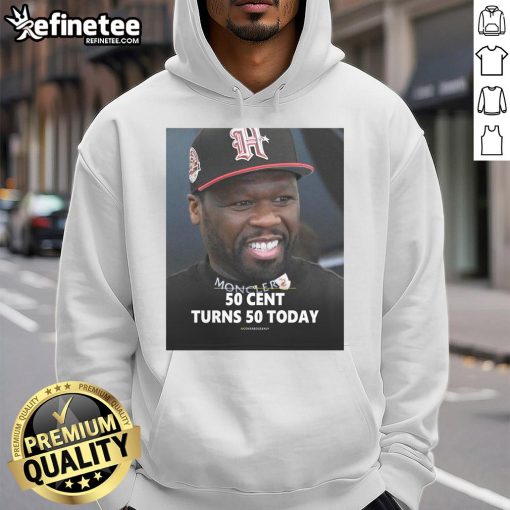 50 Cent celebrates his 50th birthday in a stylish hoodie, marking a milestone in his iconic music career.