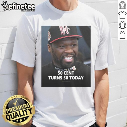 Official 50 Cent Turns 50 Today T-Shirt featuring a bold graphic celebrating the rapper's milestone birthday.