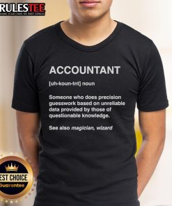 Official Accountant Wizard Definition T-Shirt featuring a fun graphic and humorous text about accounting wizards.