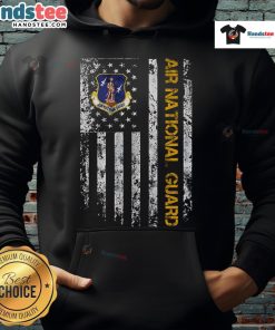 Official Air National Guard American Flag Hoodie featuring vibrant colors and a comfortable design for patriotic wear.