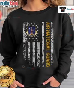 Official Air National Guard sweatshirt featuring the American flag design, perfect for veterans and supporters.