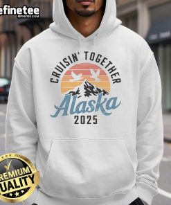 Alt Text: Official Alaska 2025 vintage sunset mountain hoodie featuring bird silhouettes against a vibrant dusk sky.