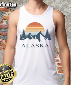 Vintage tank top featuring Alaska mountain camping design, perfect for outdoor adventure enthusiasts and travel lovers.