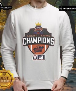 Official Albany Empire 2025 Arenabowl Champions F1 Sweatshirt featuring team logo and vibrant colors.