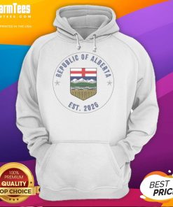 Official Alberta Republic Badge Est 2026 Hoodie featuring a bold emblem and stylish design for proud supporters.