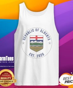 Official Alberta Republic Badge Est 2026 tank top featuring a bold design and vibrant colors for stylish casual wear.