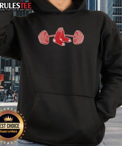 Alt Text: Official Alex Cora Gym Red Sox Look Stronger Hoodie in red featuring team logo and modern athletic design.