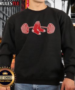 Official Alex Cora Gym Red Sox Look Stronger Sweatshirt in red, featuring team logo and athletic design for fans.