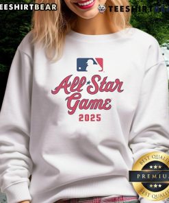 Alt Text: Official 2025 MLB All-Star Game logo on a stylish sweatshirt, perfect for fans celebrating the event.