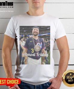 Official Almost Friday Raleigh Homerun Derby T-Shirt featuring a vibrant design, perfect for baseball fans and casual wear.