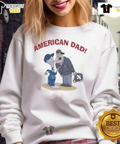 Official American Dad baseball cartoon sweatshirt featuring vibrant graphics and a comfy design for fans of the show.