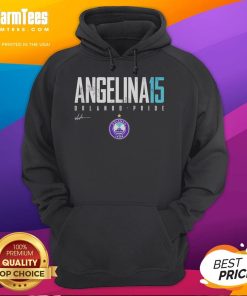 Official Angelina 15 Orlando Pride Elite Hoodie featuring vibrant colors and stylish design for fans and supporters.