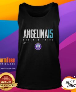 Official Angelina 15 Orlando Pride Elite Tank Top featuring vibrant design and lightweight fabric for comfort and style.