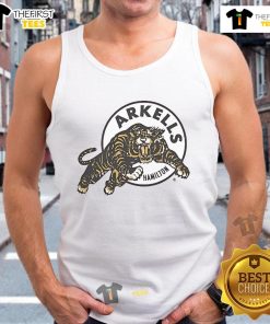 Alt Text: Official Arkells Hamilton Ti-Cat Rally tank top featuring team colors and logo, perfect for fans and events.
