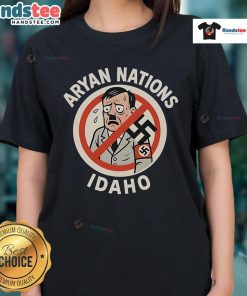 Official Aryan Nations Idaho Ladies Tee honoring firefighters killed in service, featuring symbolic graphics and bold design.