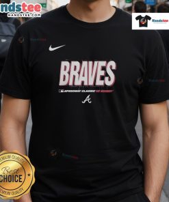 Official Atlanta Braves 2025 MLB Speedway Classic Wordmark T-Shirt showcasing team logo and stylish design for fans.