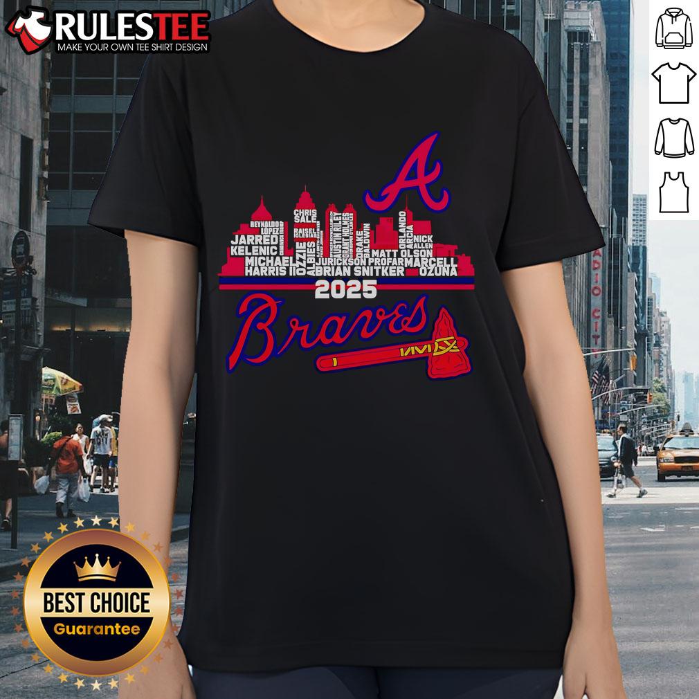 Official Atlanta Braves 2025 Skyline Name Ladies Tee Official Atlanta Braves 2025 Skyline Name Ladies Tee featuring a stylish design for female fans of the team.