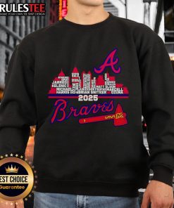Official Atlanta Braves 2025 Skyline Name Sweatshirt featuring team logo and city skyline design, perfect for fans.