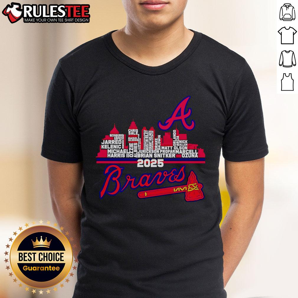 Official Atlanta Braves 2025 Skyline Name T Shirt Alt Text: Official Atlanta Braves 2025 Skyline Name T-Shirt featuring vibrant team colors and iconic skyline design.
