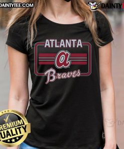 Alt Text: Official Atlanta Braves Fanfare Ladies Tee featuring team colors and logo, perfect for female fans at games.