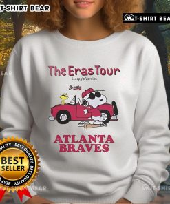 Official Atlanta Braves The Eras Tour Snoopy Sweatshirt featuring vibrant graphics and a cozy design for fans.