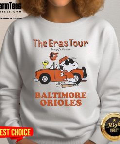 Official Baltimore Orioles The Eras Tour Snoopy sweatshirt featuring vibrant graphics and comfortable fit for fans.