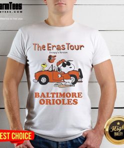 Official Baltimore Orioles The Eras Tour Snoopy T-Shirt featuring colorful graphics and a playful Snoopy design.