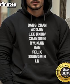 Official Bang Chan, Woojin, Lee Know, Changbin, Hyunjin, Han, Felix, Seungmin, I.N hoodie featuring Stray Kids members.