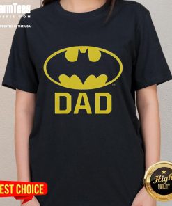 Official Bat Dad Logo Ladies Tee featuring a stylish design perfect for superhero dads and casual wear.