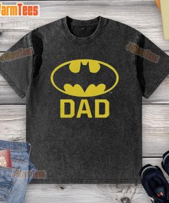 Official Bat Dad logo on a washed t-shirt, perfect for superhero dads who love casual, stylish apparel.