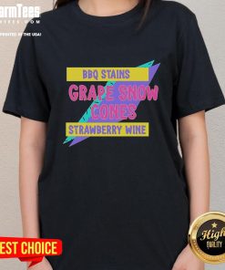 Official BBQ Stains Grape Snow Cones Strawberry Wine Ladies Tee featuring a fun graphic design for summer festivities.