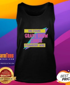 Official BBQ Stains Grape Snow Cones Strawberry Wine Tank Top featuring vibrant graphics and a stylish design for summer wear.