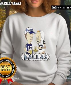 Official Beavis and Butt-Head Dallas Cowboys sweatshirt featuring vibrant graphics and cozy design for fans.