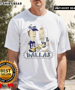 Official Beavis And Butt-Head Dallas Cowboys T-Shirt featuring iconic characters and team colors, perfect for fans.