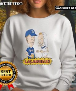 Alt Text: Official Beavis and Butt-Head Los Angeles Dodgers sweatshirt featuring vibrant graphics and comfortable fit.