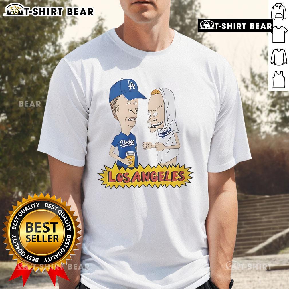 Official Beavis And Butt Head Los Angeles Dodgers T Shirt Alt Text: Official Beavis And Butt-Head Los Angeles Dodgers T-Shirt featuring iconic characters and team logo in vibrant colors.
