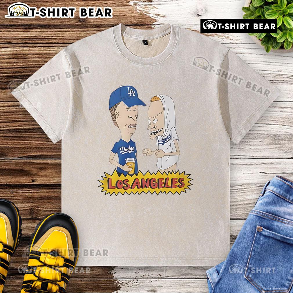 Official Beavis And Butt Head Los Angeles Dodgers Washed T Shirt Official Beavis and Butt-Head Los Angeles Dodgers washed t-shirt featuring iconic characters and team logo design.