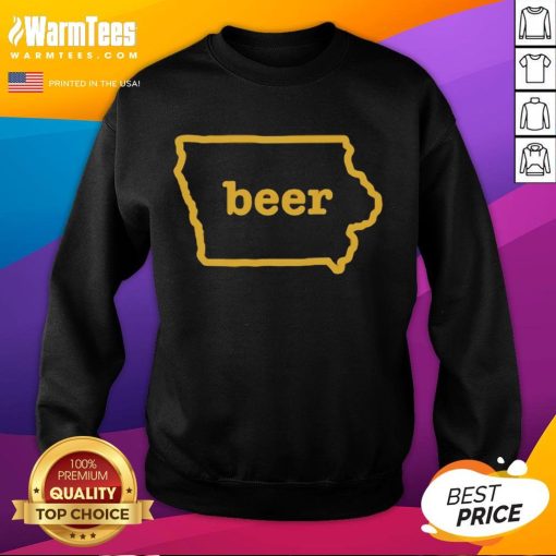 Official Iowa State Map Sweatshirt featuring unique beer-themed design, perfect for Iowa fans and outdoor enthusiasts.