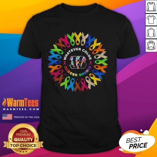 Official Bengal Cincinnati Cancer Sucks T-Shirt in vibrant colors, perfect for showing support and raising awareness.