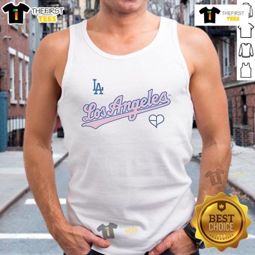 Alt Text: Official Blackpink LA Dodgers tank top featuring vibrant graphics, perfect for fans of Blackpink and baseball.