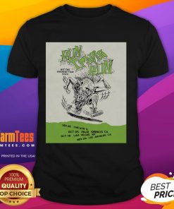 Alt Text: Official Blink-182 Run Travis Run Hit Pavement Tour 2025 T-Shirt featuring vibrant graphics and tour details.