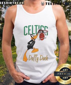 Official Boston Celtics Daffy Duck Dunk Tank Top featuring vibrant graphics and team colors for fans and collectors.