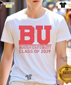 Official BU Boston University Class of 2029 T-Shirt featuring school colors and logo, perfect for proud students.