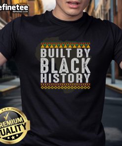 Official Built By Black History Africa Map T-Shirt featuring a vibrant graphic of the African continent and cultural motifs.
