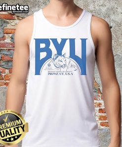 Alt Text: Official BYU Brigham Young University tank top featuring the school logo and colors, perfect for fans and students.
