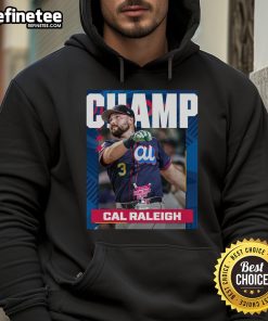 Alt Text: Official Cal Raleigh Seattle Mariners 2025 T-Mobile Home Run Derby Champion MLB hoodie displayed on a mannequin.