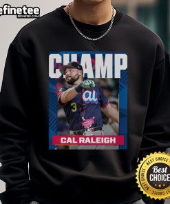 Official Cal Raleigh Seattle Mariners 2025 T-Mobile Home Run Derby Champion MLB sweatshirt in navy blue.
