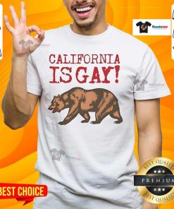 Official California Is Gay Bear T-Shirt featuring a colorful bear graphic, perfect for pride events and LGBTQ+ celebrations.