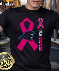 Official Carolina Panthers X Cancer Awareness I'M A Survivor T-Shirt featuring bold graphics and supportive message.