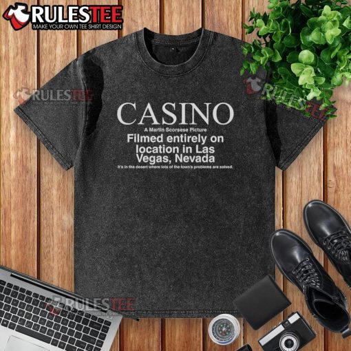 Official Cast and Crew 1996 Pesci Casino A Martin Scorsese Picture washed t-shirt featuring iconic film graphics.